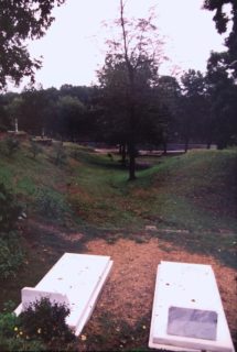 Looking down the "valley" from The Brothers' Graves, before the fence was installed.  Courtesy https://wzlx.iheart.com/content/2018-04-03-the-allman-brothers-a-visual-visit-to-macon-georgia/ 